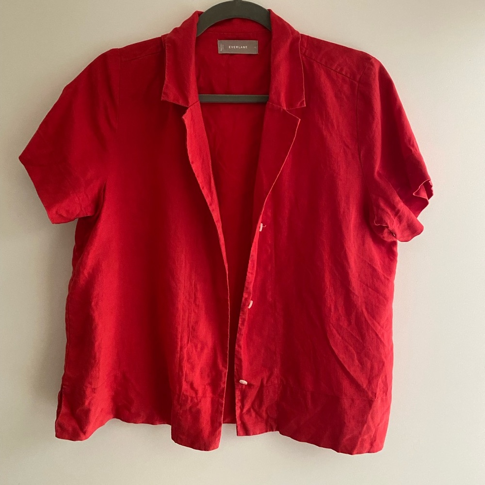 Red everlane shirt. Beautiful color.